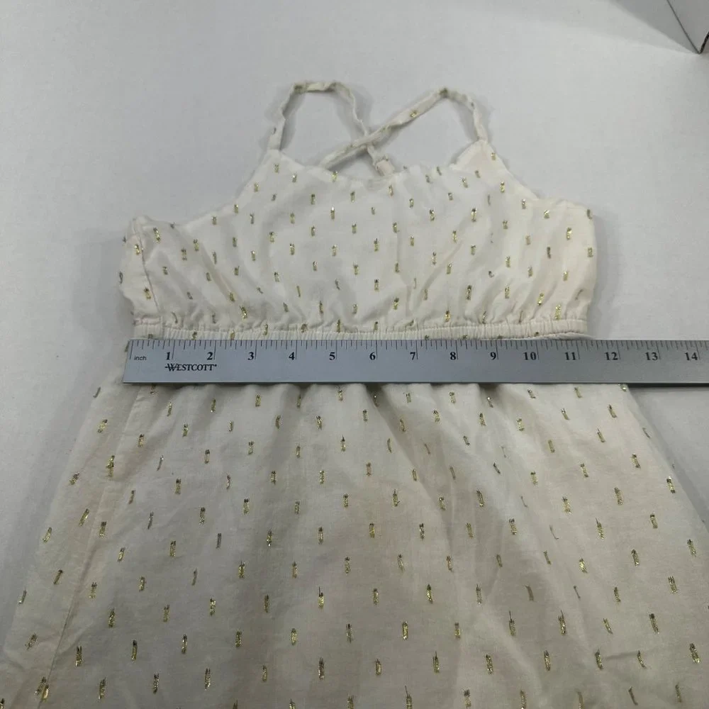 Old Navy Girls Size Medium 8 Dress Hi Low Cross Straps Back Lined Beige Preowned